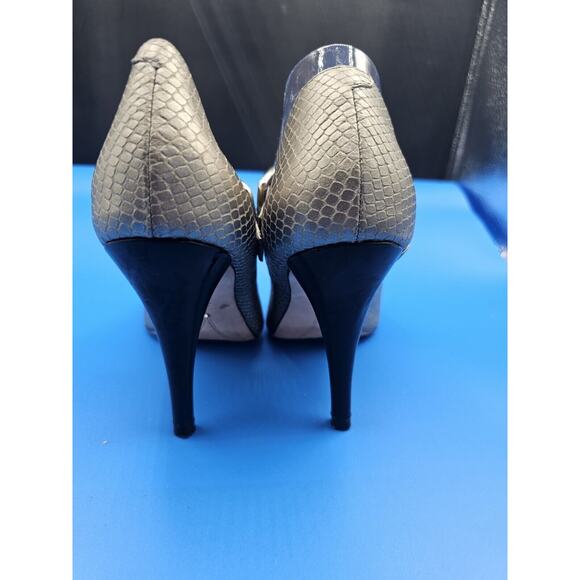 Corso Como Peep Toe Mary Jane Leather Pumps Heels Metallic Snakeskin Size 8 - Picture 3 of 6